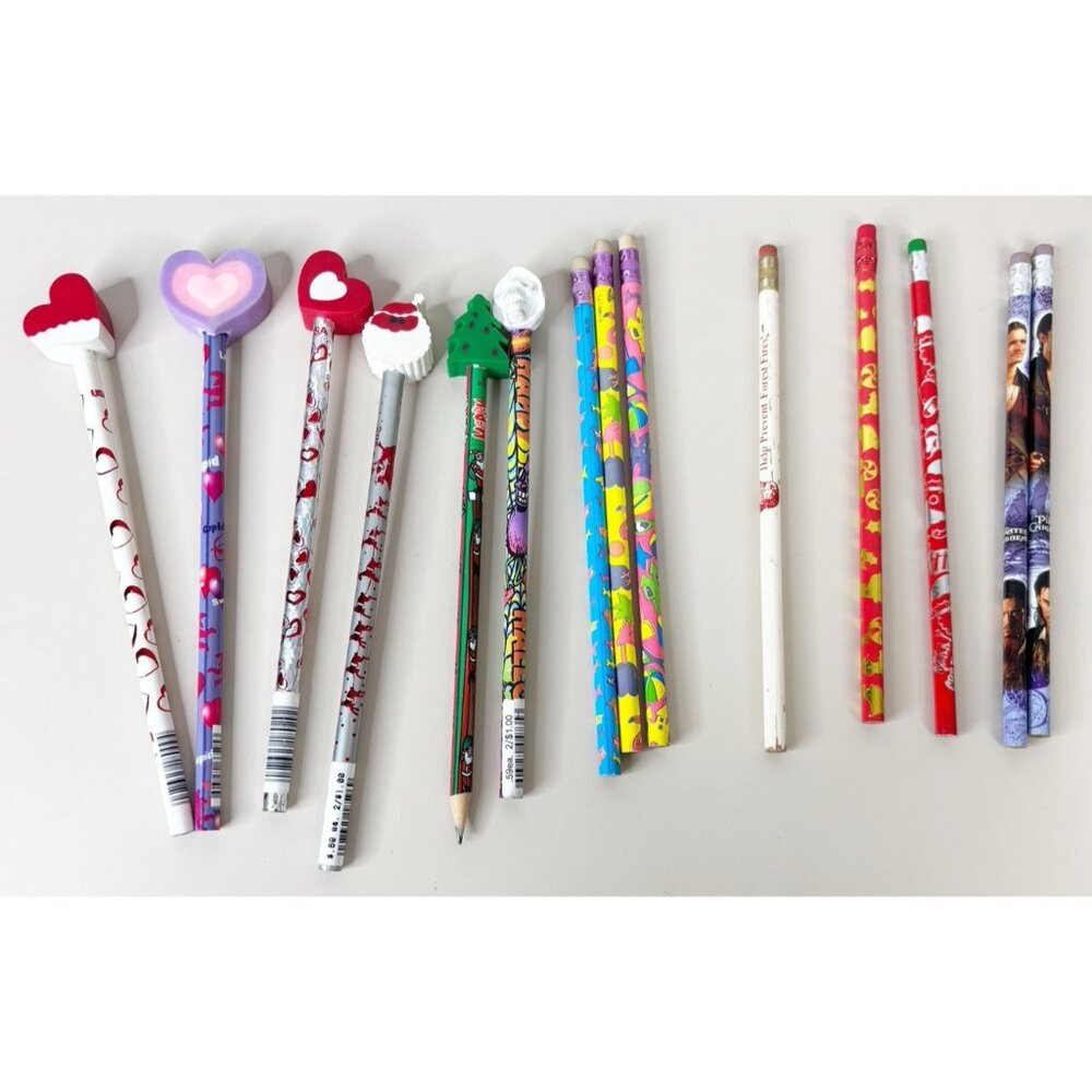 VTG 90s Pencils (Lot Of 14)  Lisa Frank, Smoky Bear, Pirate Of Caribbean, Etc